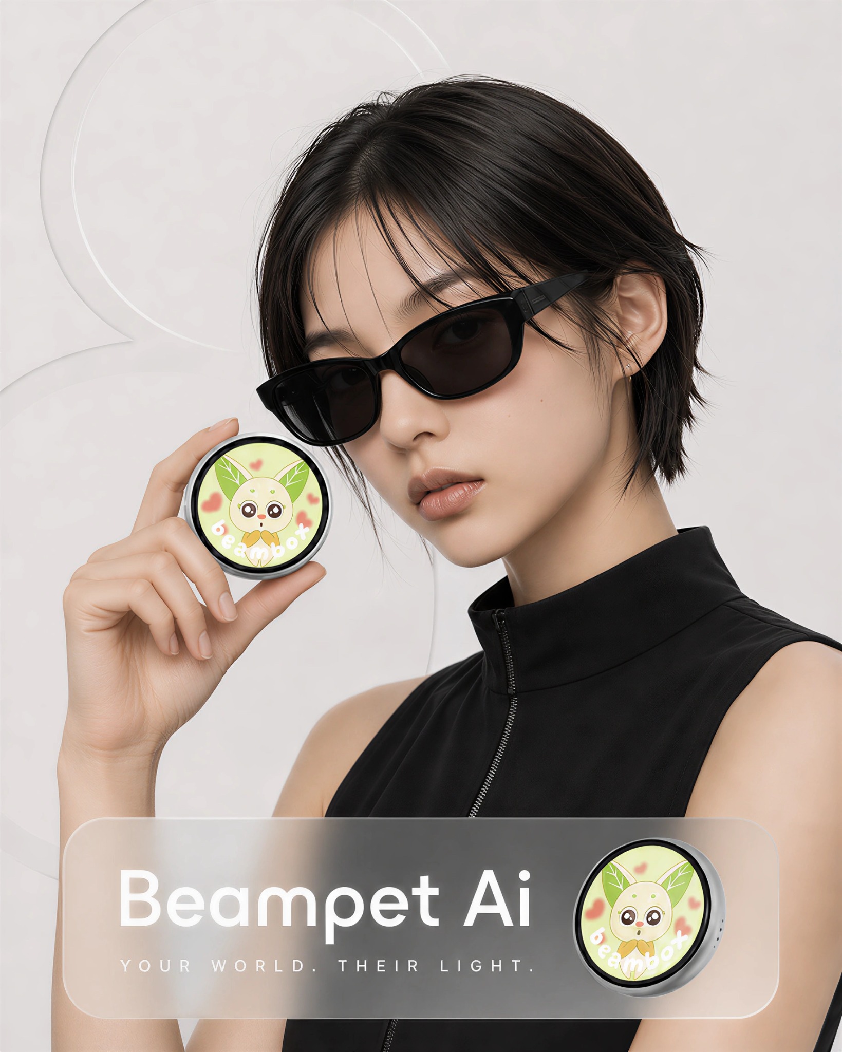 Beambot held by a fashion model